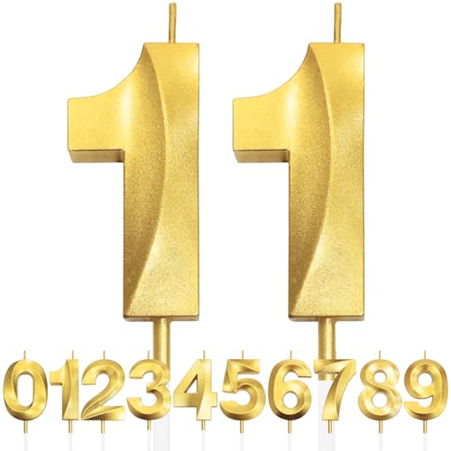 11th Geburtstagskerze, 3D Design Gold Glitter Nummer Kerzen, Cake Topper Dekorationen, Kuchen Kerze für Geburtstagsparty, Hochzeitstag, Baby-Dusche, Party-Dekoration 11th Geburtstagskerze, 3D Design Gold Glitter Nummer Kerzen, Cake Topper Dekorationen, Kuchen Kerze für Geburtstagsparty, Hochzeitstag, Baby-Dusche, Party-Dekoration von Makoto Nobu