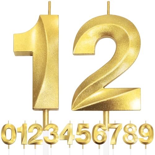 12th Geburtstagskerze, 3D Design Gold Glitter Nummer Kerzen, Cake Topper Dekorationen, Kuchen Kerze für Geburtstagsparty, Hochzeitstag, Baby-Dusche, Party-Dekoration 12th Geburtstagskerze, 3D Design Gold Glitter Nummer Kerzen, Cake Topper Dekorationen, Kuchen Kerze für Geburtstagsparty, Hochzeitstag, Baby-Dusche, Party-Dekoration von Makoto Nobu