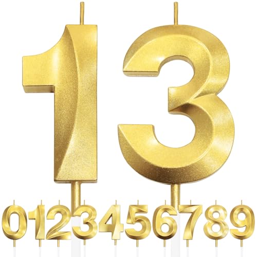 13th Geburtstagskerze, 3D Design Gold Glitter Nummer Kerzen, Cake Topper Dekorationen, Kuchen Kerze für Geburtstagsparty, Hochzeitstag, Baby-Dusche, Party-Dekoration 13th Geburtstagskerze, 3D Design Gold Glitter Nummer Kerzen, Cake Topper Dekorationen, Kuchen Kerze für Geburtstagsparty, Hochzeitstag, Baby-Dusche, Party-Dekoration von Makoto Nobu