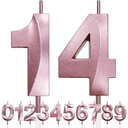 14th Geburtstagskerze, 3D Design Roségold Glitter Nummer Kerzen, Cake Topper Dekorationen, Kuchen Kerze für Geburtstagsparty, Hochzeitstag, Baby-Dusche, Party-Dekoration 14th Geburtstagskerze, 3D Design Roségold Glitter Nummer Kerzen, Cake Topper Dekorationen, Kuchen Kerze für Geburtstagsparty, Hochzeitstag, Baby-Dusche, Party-Dekoration von Makoto Nobu
