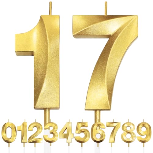 17th Geburtstagskerze, 3D Design Gold Glitter Nummer Kerzen, Cake Topper Dekorationen, Kuchen Kerze für Geburtstagsparty, Hochzeitstag, Baby-Dusche, Party-Dekoration 17th Geburtstagskerze, 3D Design Gold Glitter Nummer Kerzen, Cake Topper Dekorationen, Kuchen Kerze für Geburtstagsparty, Hochzeitstag, Baby-Dusche, Party-Dekoration von Makoto Nobu