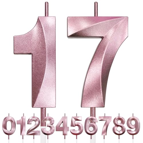 17th Geburtstagskerze, 3D Design Roségold Glitter Nummer Kerzen, Cake Topper Dekorationen, Kuchen Kerze für Geburtstagsparty, Hochzeitstag, Baby-Dusche, Party-Dekoration 17th Geburtstagskerze, 3D Design Roségold Glitter Nummer Kerzen, Cake Topper Dekorationen, Kuchen Kerze für Geburtstagsparty, Hochzeitstag, Baby-Dusche, Party-Dekoration von Makoto Nobu