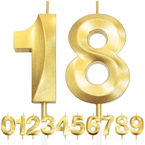 18th Geburtstagskerze, 3D Design Gold Glitter Nummer Kerzen, Cake Topper Dekorationen, Kuchen Kerze für Geburtstagsparty, Hochzeitstag, Baby-Dusche, Party-Dekoration 18th Geburtstagskerze, 3D Design Gold Glitter Nummer Kerzen, Cake Topper Dekorationen, Kuchen Kerze für Geburtstagsparty, Hochzeitstag, Baby-Dusche, Party-Dekoration von Makoto Nobu