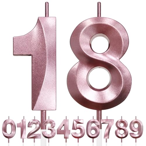 18th Geburtstagskerze, 3D Design Roségold Glitter Nummer Kerzen, Cake Topper Dekorationen, Kuchen Kerze für Geburtstagsparty, Hochzeitstag, Baby-Dusche, Party-Dekoration 18th Geburtstagskerze, 3D Design Roségold Glitter Nummer Kerzen, Cake Topper Dekorationen, Kuchen Kerze für Geburtstagsparty, Hochzeitstag, Baby-Dusche, Party-Dekoration von Makoto Nobu
