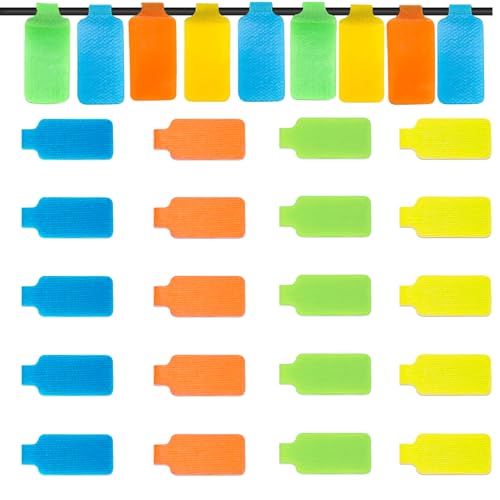 20 Stücke Kabeletiketten(3.54in*0.78in), Kabeletikett Write On Cord-Etiketten, Kabel Etiketten Wiederverwendbar, für Kabel, Drähten Verwaltung und Identifikation(4 Farbe) von Makoto Nobu