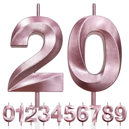 20th Geburtstagskerze, 3D Design RoséRoségold Glitter Nummer Kerzen, Cake Topper Dekorationen, Kuchen Kerze für Geburtstagsparty, Hochzeitstag, Baby-Dusche, Party-Dekoration 20th Geburtstagskerze, 3D Design RoséRoségold Glitter Nummer Kerzen, Cake Topper Dekorationen, Kuchen Kerze für Geburtstagsparty, Hochzeitstag, Baby-Dusche, Party-Dekoration von Makoto Nobu