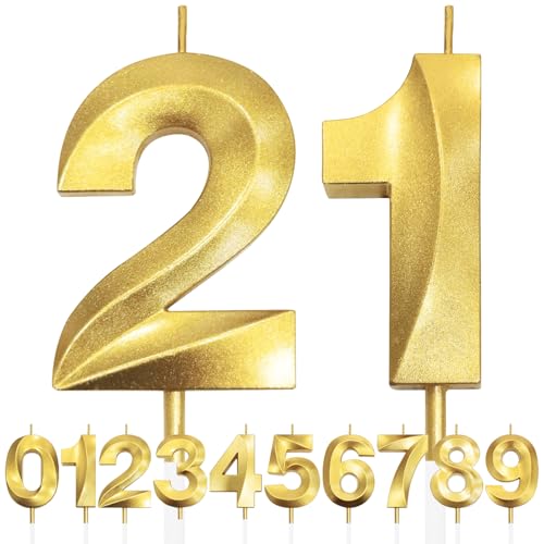 21st Geburtstagskerze, 3D Design Gold Glitter Nummer Kerzen, Cake Topper Dekorationen, Kuchen Kerze für Geburtstagsparty, Hochzeitstag, Baby-Dusche, Party-Dekoration 21st Geburtstagskerze, 3D Design Gold Glitter Nummer Kerzen, Cake Topper Dekorationen, Kuchen Kerze für Geburtstagsparty, Hochzeitstag, Baby-Dusche, Party-Dekoration von Makoto Nobu