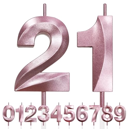 21st Geburtstagskerze, 3D Design Roségold Glitter Nummer Kerzen, Cake Topper Dekorationen, Kuchen Kerze für Geburtstagsparty, Hochzeitstag, Baby-Dusche, Party-Dekoration 21st Geburtstagskerze, 3D Design Roségold Glitter Nummer Kerzen, Cake Topper Dekorationen, Kuchen Kerze für Geburtstagsparty, Hochzeitstag, Baby-Dusche, Party-Dekoration von Makoto Nobu