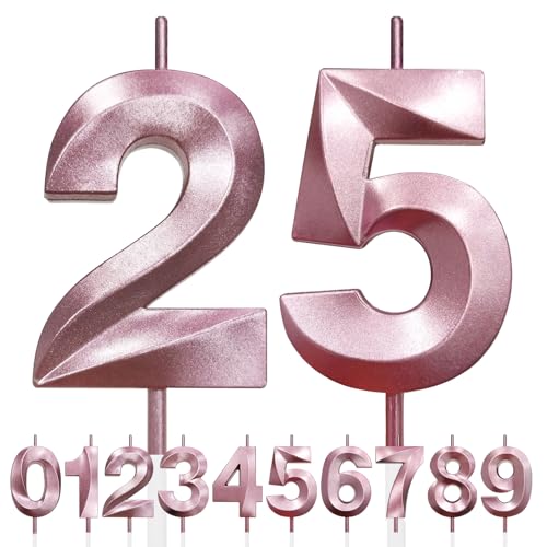 25th Geburtstagskerze, 3D Design Roségold Glitter Nummer Kerzen, Cake Topper Dekorationen, Kuchen Kerze für Geburtstagsparty, Hochzeitstag, Baby-Dusche, Party-Dekoration 25th Geburtstagskerze, 3D Design Roségold Glitter Nummer Kerzen, Cake Topper Dekorationen, Kuchen Kerze für Geburtstagsparty, Hochzeitstag, Baby-Dusche, Party-Dekoration von Makoto Nobu