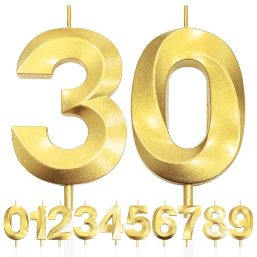 30th Geburtstagskerze, 3D Design Gold Glitter Nummer Kerzen, Cake Topper Dekorationen, Kuchen Kerze für Geburtstagsparty, Hochzeitstag, Baby-Dusche, Party-Dekoration 30th Geburtstagskerze, 3D Design Gold Glitter Nummer Kerzen, Cake Topper Dekorationen, Kuchen Kerze für Geburtstagsparty, Hochzeitstag, Baby-Dusche, Party-Dekoration von Makoto Nobu