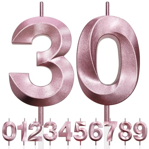 30th Geburtstagskerze, 3D Design Roségold Glitter Nummer Kerzen, Cake Topper Dekorationen, Kuchen Kerze für Geburtstagsparty, Hochzeitstag, Baby-Dusche, Party-Dekoration 30th Geburtstagskerze, 3D Design Roségold Glitter Nummer Kerzen, Cake Topper Dekorationen, Kuchen Kerze für Geburtstagsparty, Hochzeitstag, Baby-Dusche, Party-Dekoration von Makoto Nobu