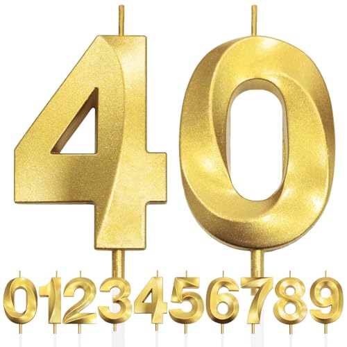 40th Geburtstagskerze, 3D Design Gold Glitter Nummer Kerzen, Cake Topper Dekorationen, Kuchen Kerze für Geburtstagsparty, Hochzeitstag, Baby-Dusche, Party-Dekoration 40th Geburtstagskerze, 3D Design Gold Glitter Nummer Kerzen, Cake Topper Dekorationen, Kuchen Kerze für Geburtstagsparty, Hochzeitstag, Baby-Dusche, Party-Dekoration von Makoto Nobu