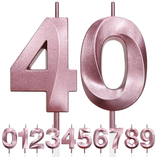 40th Geburtstagskerze, 3D Design Roségold Glitter Nummer Kerzen, Cake Topper Dekorationen, Kuchen Kerze für Geburtstagsparty, Hochzeitstag, Baby-Dusche, Party-Dekoration 40th Geburtstagskerze, 3D Design Roségold Glitter Nummer Kerzen, Cake Topper Dekorationen, Kuchen Kerze für Geburtstagsparty, Hochzeitstag, Baby-Dusche, Party-Dekoration von Makoto Nobu