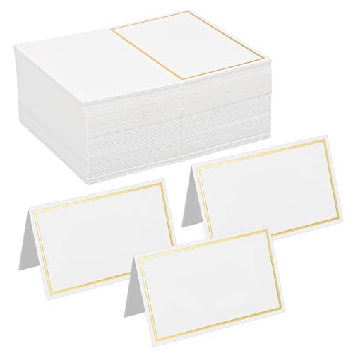 50 Stück Tischkarten Kraftpapier, Blanko Unbedruckt Namensschilder Hochzeit, Namenskarten zum selbst Beschriften für Kommunion, Geburtstag, Festival, Party, Taufe (8.4x10.2cm) von Makoto Nobu
