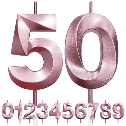 50th Geburtstagskerze, 3D Design Roségold Glitter Nummer Kerzen, Cake Topper Dekorationen, Kuchen Kerze für Geburtstagsparty, Hochzeitstag, Baby-Dusche, Party-Dekoration 50th Geburtstagskerze, 3D Design Roségold Glitter Nummer Kerzen, Cake Topper Dekorationen, Kuchen Kerze für Geburtstagsparty, Hochzeitstag, Baby-Dusche, Party-Dekoration von Makoto Nobu