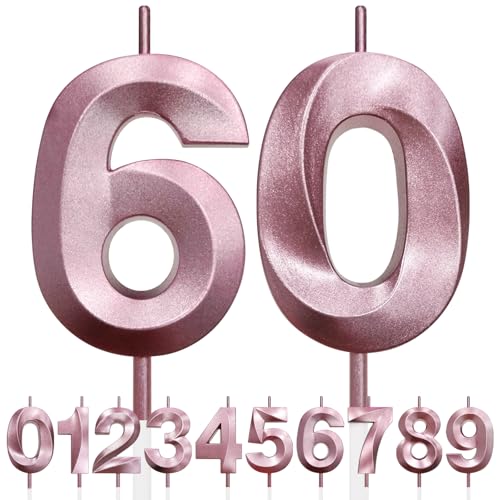60th Geburtstagskerze, 3D Design Roségold Glitter Nummer Kerzen, Cake Topper Dekorationen, Kuchen Kerze für Geburtstagsparty, Hochzeitstag, Baby-Dusche, Party-Dekoration 60th Geburtstagskerze, 3D Design Roségold Glitter Nummer Kerzen, Cake Topper Dekorationen, Kuchen Kerze für Geburtstagsparty, Hochzeitstag, Baby-Dusche, Party-Dekoration von Makoto Nobu
