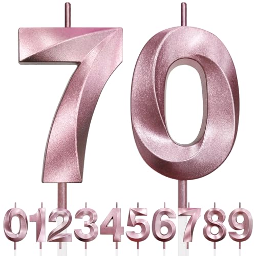 70th Geburtstagskerze, 3D Design Roségold Glitter Nummer Kerzen, Cake Topper Dekorationen, Kuchen Kerze für Geburtstagsparty, Hochzeitstag, Baby-Dusche, Party-Dekoration 70th Geburtstagskerze, 3D Design Roségold Glitter Nummer Kerzen, Cake Topper Dekorationen, Kuchen Kerze für Geburtstagsparty, Hochzeitstag, Baby-Dusche, Party-Dekoration von Makoto Nobu