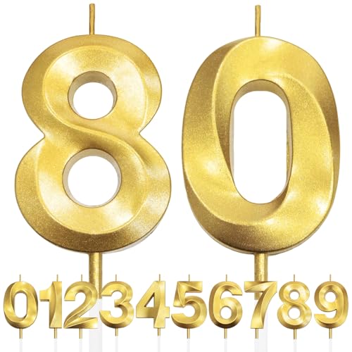 80th Geburtstagskerze, 3D Design Gold Glitter Nummer Kerzen, Cake Topper Dekorationen, Kuchen Kerze für Geburtstagsparty, Hochzeitstag, Baby-Dusche, Party-Dekoration 80th Geburtstagskerze, 3D Design Gold Glitter Nummer Kerzen, Cake Topper Dekorationen, Kuchen Kerze für Geburtstagsparty, Hochzeitstag, Baby-Dusche, Party-Dekoration von Makoto Nobu