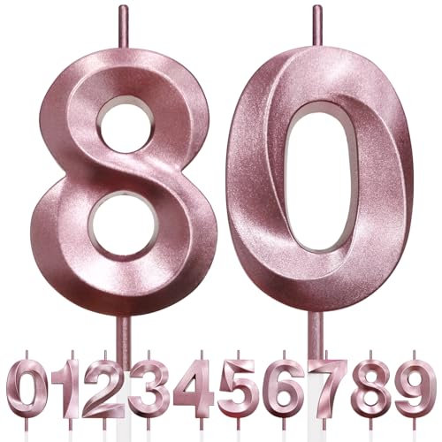 80th Geburtstagskerze, 3D Design Roségold Glitter Nummer Kerzen, Cake Topper Dekorationen, Kuchen Kerze für Geburtstagsparty, Hochzeitstag, Baby-Dusche, Party-Dekoration 80th Geburtstagskerze, 3D Design Roségold Glitter Nummer Kerzen, Cake Topper Dekorationen, Kuchen Kerze für Geburtstagsparty, Hochzeitstag, Baby-Dusche, Party-Dekoration von Makoto Nobu