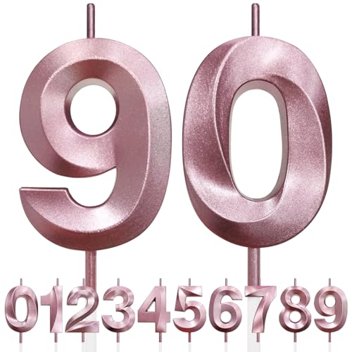 90th Geburtstagskerze, 3D Design Roségold Glitter Nummer Kerzen, Cake Topper Dekorationen, Kuchen Kerze für Geburtstagsparty, Hochzeitstag, Baby-Dusche, Party-Dekoration 90th Geburtstagskerze, 3D Design Roségold Glitter Nummer Kerzen, Cake Topper Dekorationen, Kuchen Kerze für Geburtstagsparty, Hochzeitstag, Baby-Dusche, Party-Dekoration von Makoto Nobu