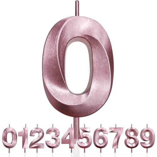 Nummer 0 Geburtstagskerze, 3D Design Roségold Glitter Nummer Kerzen, Cake Topper Dekorationen, Kuchen Kerze für Geburtstagsparty, Hochzeitstag, Baby-Dusche, Party-Dekoration Nummer 0 Geburtstagskerze, 3D Design Roségold Glitter Nummer Kerzen, Cake Topper Dekorationen, Kuchen Kerze für Geburtstagsparty, Hochzeitstag, Baby-Dusche, Party-Dekoration von Makoto Nobu