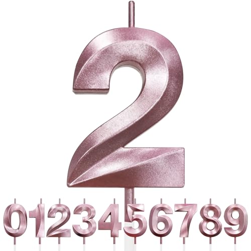 Nummer 2 Geburtstagskerze, 2. Geburtstag Kerze, 3D Design Roségold Glitter Nummer Kerzen, Cake Topper Dekorationen, Kuchen Kerze für Geburtstagsparty, Hochzeitstag, Baby-Dusche, Party-Dekoration Nummer 2 Geburtstagskerze, 2. Geburtstag Kerze, 3D Design Roségold Glitter Nummer Kerzen, Cake Topper Dekorationen, Kuchen Kerze für Geburtstagsparty, Hochzeitstag, Baby-Dusche, Party-Dekoration von Makoto Nobu