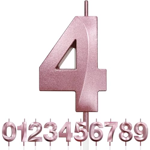 Nummer 4 Geburtstagskerze, 4. Geburtstag Kerze, 3D Design Roségold Glitter Nummer Kerzen, Cake Topper Dekorationen, Kuchen Kerze für Geburtstagsparty, Hochzeitstag, Baby-Dusche, Party-Dekoration Nummer 4 Geburtstagskerze, 4. Geburtstag Kerze, 3D Design Roségold Glitter Nummer Kerzen, Cake Topper Dekorationen, Kuchen Kerze für Geburtstagsparty, Hochzeitstag, Baby-Dusche, Party-Dekoration von Makoto Nobu
