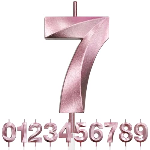 Nummer 7 Geburtstagskerze, 7. Geburtstag Kerze, 3D Design Roségold Glitter Nummer Kerzen, Cake Topper Dekorationen, Kuchen Kerze für Geburtstagsparty, Hochzeitstag, Baby-Dusche, Party-Dekoration Nummer 7 Geburtstagskerze, 7. Geburtstag Kerze, 3D Design Roségold Glitter Nummer Kerzen, Cake Topper Dekorationen, Kuchen Kerze für Geburtstagsparty, Hochzeitstag, Baby-Dusche, Party-Dekoration von Makoto Nobu