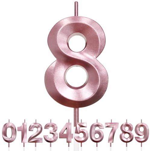 Nummer 8 Geburtstagskerze, 8. Geburtstag Kerze, 3D Design Roségold Glitter Nummer Kerzen, Cake Topper Dekorationen, Kuchen Kerze für Geburtstagsparty, Hochzeitstag, Baby-Dusche, Party-Dekoration Nummer 8 Geburtstagskerze, 8. Geburtstag Kerze, 3D Design Roségold Glitter Nummer Kerzen, Cake Topper Dekorationen, Kuchen Kerze für Geburtstagsparty, Hochzeitstag, Baby-Dusche, Party-Dekoration von Makoto Nobu