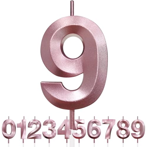 Nummer 9 Geburtstagskerze, 9. Geburtstag Kerze, 3D Design Roségold Glitter Nummer Kerzen, Cake Topper Dekorationen, Kuchen Kerze für Geburtstagsparty, Hochzeitstag, Baby-Dusche, Party-Dekoration Nummer 9 Geburtstagskerze, 9. Geburtstag Kerze, 3D Design Roségold Glitter Nummer Kerzen, Cake Topper Dekorationen, Kuchen Kerze für Geburtstagsparty, Hochzeitstag, Baby-Dusche, Party-Dekoration von Makoto Nobu