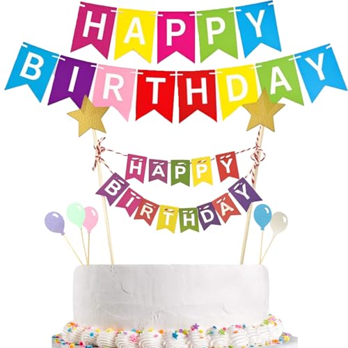 Wimpelketten Happy Birthday Tortenstecker Set, Alles Gute zum Geburtstag Kuchen Topper Bunting Set, Cake Topper Banner mit 1 Girlande et 5 Ballon Cupcake Topper, Kuchendeko für Geburtstag Wimpelketten Happy Birthday Tortenstecker Set, Alles Gute zum Geburtstag Kuchen Topper Bunting Set, Cake Topper Banner mit 1 Girlande et 5 Ballon Cupcake Topper, Kuchendeko für Geburtstag von Makoto Nobu