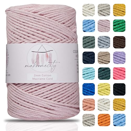 Makromecity, Baumwolle Makramee Garn 2mm x 180m Babyrosa Recycelte Baumwolle zum Häkeln Cotton Macrame Cord für Handwerk Wohndekorationen Platzteller Umhängetasche Häkeltaschen Runner Makromecity, Baumwolle Makramee Garn 2mm x 180m Babyrosa Recycelte Baumwolle zum Häkeln Cotton Macrame Cord für Handwerk Wohndekorationen Platzteller Umhängetasche Häkeltaschen Runner von Makromecity