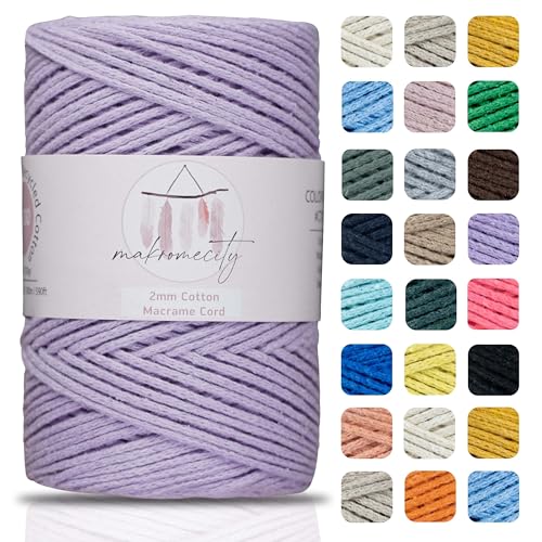 Makromecity, Baumwolle Makramee Garn 2mm x 180m Lila Recycelte Baumwolle zum Häkeln Cotton Macrame Cord für Handwerk Wohndekorationen Platzteller Umhängetasche Häkeltaschen Runner Makromecity, Baumwolle Makramee Garn 2mm x 180m Lila Recycelte Baumwolle zum Häkeln Cotton Macrame Cord für Handwerk Wohndekorationen Platzteller Umhängetasche Häkeltaschen Runner von Makromecity