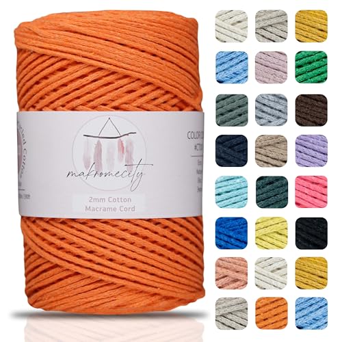 Makromecity, Baumwolle Makramee Garn 2mm x 180m Orange Recycelte Baumwolle zum Häkeln Cotton Macrame Cord für Handwerk Wohndekorationen Platzteller Umhängetasche Häkeltaschen Runner Makromecity, Baumwolle Makramee Garn 2mm x 180m Orange Recycelte Baumwolle zum Häkeln Cotton Macrame Cord für Handwerk Wohndekorationen Platzteller Umhängetasche Häkeltaschen Runner von Makromecity