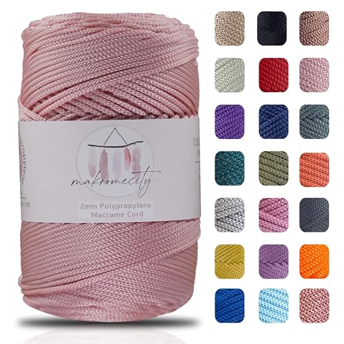 Makromecity, Makramee-Schnur aus Polyester, 2 mm x 228,6 m, 2 mm, Polypropylen-Makramee-Schnur für Makramee, Kunst und Handwerk, für Wandbehänge, Taschen, Unterteller, Teppich (29 Farben erhältlich) Makromecity, Makramee-Schnur aus Polyester, 2 mm x 228,6 m, 2 mm, Polypropylen-Makramee-Schnur für Makramee, Kunst und Handwerk, für Wandbehänge, Taschen, Unterteller, Teppich (29 Farben erhältlich) von Makromecity