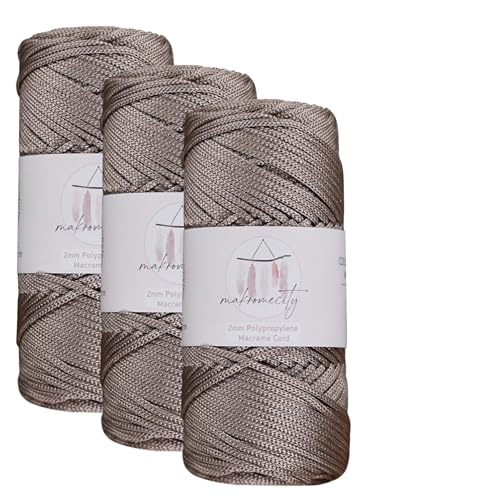 Makromecity, Makramee-Schnur aus Polyester, 2 mm x 300 m, 3 Knäuel à 2 mm, Polypropylen, Nerz-Makramee-Schnur, Häkeln, Makramee, Tasche, Kordel für Wandbehänge, Taschen, Unterteller, Teppich Makromecity, Makramee-Schnur aus Polyester, 2 mm x 300 m, 3 Knäuel à 2 mm, Polypropylen, Nerz-Makramee-Schnur, Häkeln, Makramee, Tasche, Kordel für Wandbehänge, Taschen, Unterteller, Teppich von Makromecity