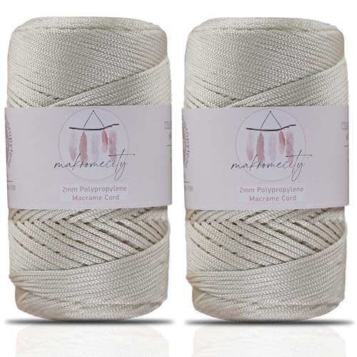 Makromecity 2 Strang Makramee Garn 2mm x 230m Premium Polyester Macrame Cord Polypropylene Yarn für Handwerk Wohndekorationen Platzteller Umhängetasche Handtasche Runner Schnullerkette 20 Farbe von Makromecity