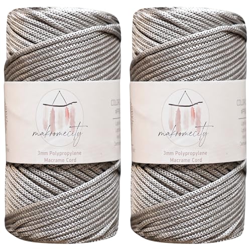 Makromecity 2 Strang Makramee Garn 3mm x 120m Light Grau Premium Polyester Makramee Schnur Polypropylene Basteln für Wandbehänge Umhängetasche Handtasche Runner Schnullerkette Platzteller Makromecity 2 Strang Makramee Garn 3mm x 120m Light Grau Premium Polyester Makramee Schnur Polypropylene Basteln für Wandbehänge Umhängetasche Handtasche Runner Schnullerkette Platzteller von Makromecity