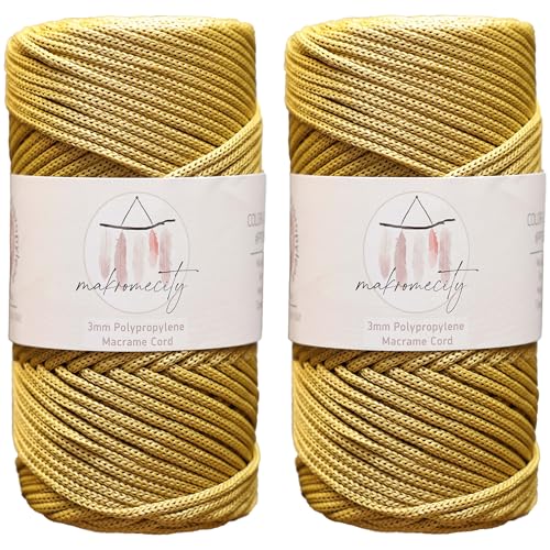 Makromecity 2 Strang Makramee Garn 3mm x 120m Senf Premium Polyester Makramee Schnur Polypropylene Basteln für Wandbehänge Umhängetasche Handtasche Runner Schnullerkette Platzteller Makromecity 2 Strang Makramee Garn 3mm x 120m Senf Premium Polyester Makramee Schnur Polypropylene Basteln für Wandbehänge Umhängetasche Handtasche Runner Schnullerkette Platzteller von Makromecity
