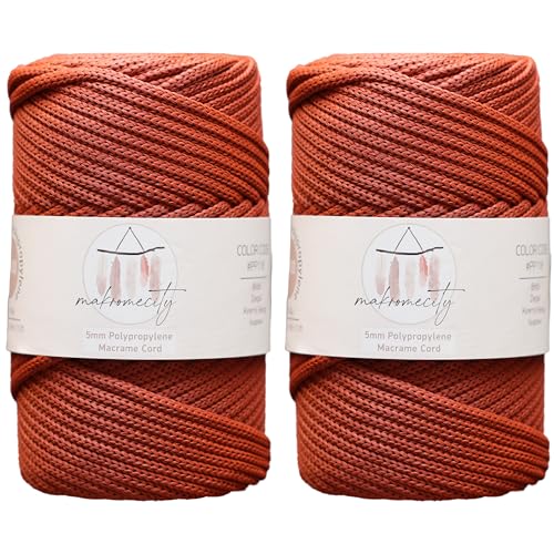 Makromecity 2 Strang Makramee Garn 3mm x 95m Premium Polyester Makramee Schnur Polypropylene Basteln für Wandbehänge Umhängetasche Handtasche Runner Schnullerkette Platzteller (Ziegel) von Makromecity