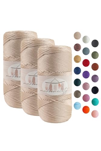 Makromecity 3 Strang Makramee Garn 2mm x 115m Premium Polyester Macrame Cord Polypropylene Yarn für Handwerk Wohndekorationen Platzteller Umhängetasche Handtasche Runner Schnullerkette 20 Farbe Makromecity 3 Strang Makramee Garn 2mm x 115m Premium Polyester Macrame Cord Polypropylene Yarn für Handwerk Wohndekorationen Platzteller Umhängetasche Handtasche Runner Schnullerkette 20 Farbe von Makromecity