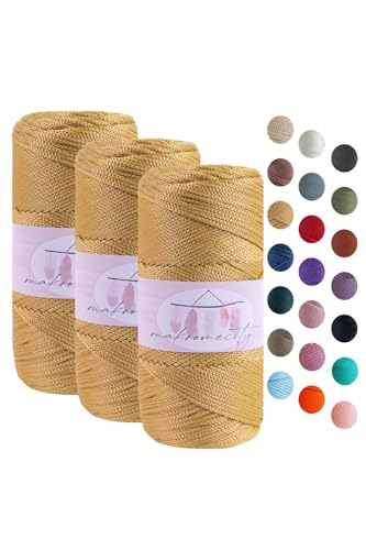 Makromecity 3 Strang Makramee Garn 2mm x 115m Premium Polyester Macrame Cord Polypropylene Yarn für Handwerk Wohndekorationen Platzteller Umhängetasche Handtasche Runner Schnullerkette 20 Farbe Makromecity 3 Strang Makramee Garn 2mm x 115m Premium Polyester Macrame Cord Polypropylene Yarn für Handwerk Wohndekorationen Platzteller Umhängetasche Handtasche Runner Schnullerkette 20 Farbe von Makromecity