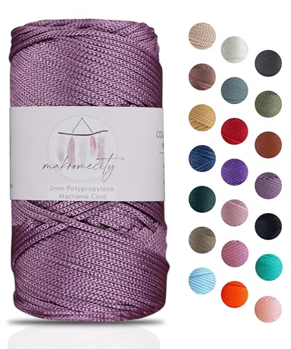 Makromecity Makramee Garn 2mm x 115m Premium Polyester Macrame Cord Polypropylene Yarn für Handwerk Wohndekorationen Platzteller Umhängetasche Handtasche Runner Schnullerkette 20 Farbe von Makromecity