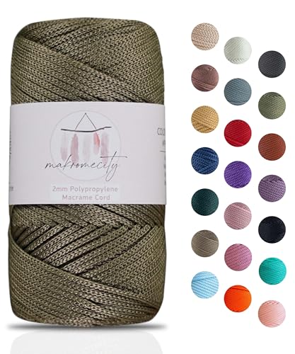 Makromecity Makramee Garn 2mm x 115m Premium Polyester Macrame Cord Polypropylene Yarn für Handwerk Wohndekorationen Platzteller Umhängetasche Handtasche Runner Schnullerkette 20 Farbe von Makromecity