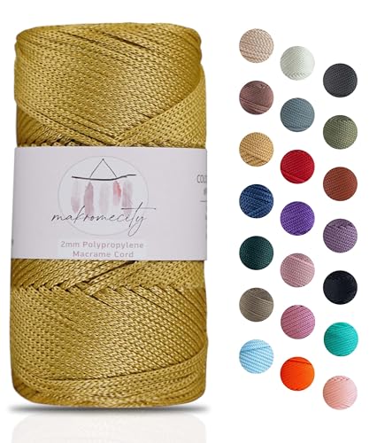 Makromecity Makramee Garn 2mm x 115m Premium Polyester Macrame Cord Polypropylene Yarn für Handwerk Wohndekorationen Platzteller Umhängetasche Handtasche Runner Schnullerkette 20 Farbe von Makromecity