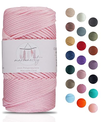 Makromecity Makramee Garn 2mm x 115m Premium Polyester Macrame Cord Polypropylene Yarn für Handwerk Wohndekorationen Platzteller Umhängetasche Handtasche Runner Schnullerkette 20 Farbe Makromecity Makramee Garn 2mm x 115m Premium Polyester Macrame Cord Polypropylene Yarn für Handwerk Wohndekorationen Platzteller Umhängetasche Handtasche Runner Schnullerkette 20 Farbe von Makromecity