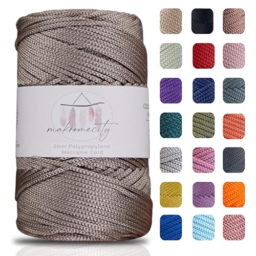 Makromecity Makramee Garn 2mm x 230m Premium Polyester Macrame Cord Polypropylene Yarn für Handwerk Wohndekorationen Platzteller Umhängetasche Handtasche Runner Schnullerkette 20 Farbe Makromecity Makramee Garn 2mm x 230m Premium Polyester Macrame Cord Polypropylene Yarn für Handwerk Wohndekorationen Platzteller Umhängetasche Handtasche Runner Schnullerkette 20 Farbe von Makromecity
