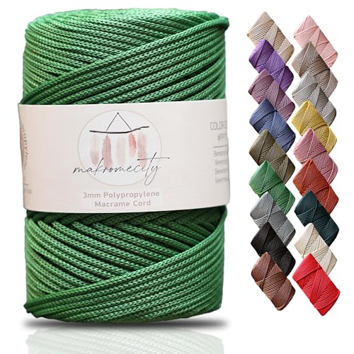 Makromecity Makramee Garn 3mm x 120m Benetton Grün Premium Polyester Makramee Schnur Polypropylene Yarn Basteln für Wandbehänge Umhängetasche Handtasche Runner Schnullerkette Platzteller Makromecity Makramee Garn 3mm x 120m Benetton Grün Premium Polyester Makramee Schnur Polypropylene Yarn Basteln für Wandbehänge Umhängetasche Handtasche Runner Schnullerkette Platzteller von Makromecity