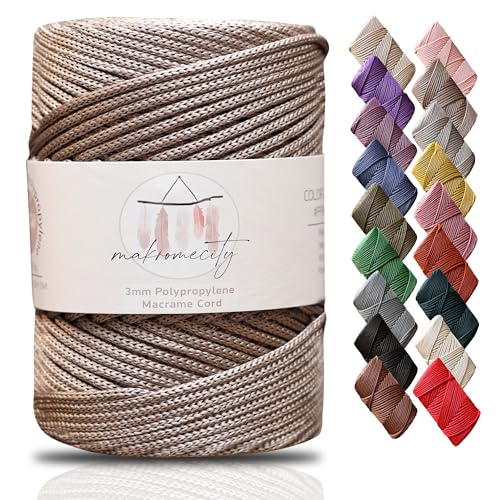 Makromecity Makramee Garn 3mm x 120m Nerz Premium Polyester Makramee Schnur Polypropylene Yarn Basteln für Wandbehänge Umhängetasche Handtasche Runner Schnullerkette Platzteller Makromecity Makramee Garn 3mm x 120m Nerz Premium Polyester Makramee Schnur Polypropylene Yarn Basteln für Wandbehänge Umhängetasche Handtasche Runner Schnullerkette Platzteller von Makromecity