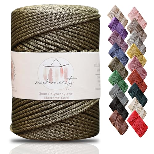 Makromecity Makramee Garn 3mm x 120m Olivgrün Premium Polyester Makramee Schnur Polypropylene Yarn Basteln für Wandbehänge Umhängetasche Handtasche Runner Schnullerkette Platzteller Makromecity Makramee Garn 3mm x 120m Olivgrün Premium Polyester Makramee Schnur Polypropylene Yarn Basteln für Wandbehänge Umhängetasche Handtasche Runner Schnullerkette Platzteller von Makromecity
